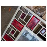 Decorative Mirror with Red and Silver Mosaic Frame