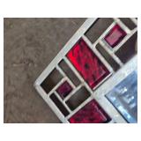 Decorative Mirror with Red and Silver Mosaic Frame