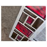 Decorative Mirror with Red and Silver Mosaic Frame