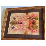 Paintings including Framed Abstract Watercolor and Intricate Folk Art