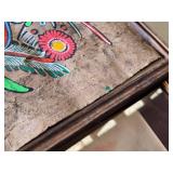 Paintings including Framed Abstract Watercolor and Intricate Folk Art