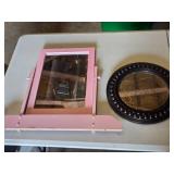 Pink Framed Mirror and Round Decorative Mirror