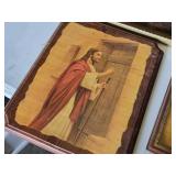 Religious Artwork Collection including Framed Jesus at the Door, Praying Hands Plaque, and More