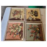 Set of 4 Framed Floral Prints by A. Huard 11" x 13"