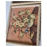 Set of 4 Framed Floral Prints by A. Huard 11" x 13"