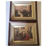 Set of 2 Framed Vintage Style Paintings of Women at a Piano