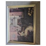 Set of 2 Framed Vintage Style Paintings of Women at a Piano