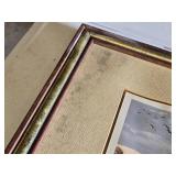 John Mayer Framed Art Prints "Dawn Patrol" and "Morning on the Platte" with Brass Plates - Both in damaged condition