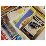 Art Supplies Lot including Paints, Brushes, and a Pile of Modern and Vintage Instructional Books