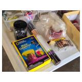 Assorted Craft Supplies including National Geographic Magic Chemistry Science Lab, Craft Paints, and Art Tools