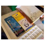 Art Supplies Lot including Paints, Brushes, Pencils, and Canvas