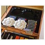 Art Supplies Collection including Canson Sketch Pads, Watercolor Paints, and Artist Pencils - Nothing checked for completeness