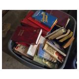 2 Totes Full of Religious and Inspirational Books including "The Mind of God" and "Holy Bible"