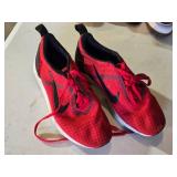 Nike Size 9.5 Red Athletic Shoes with Black Swoosh Logo