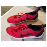 Nike Size 9.5 Red Athletic Shoes with Black Swoosh Logo