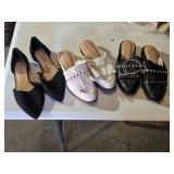 CL Laundry Black Flats, White and Black Karoline Studded Slip-On Sandals - Sizes 6 1/2 and 7