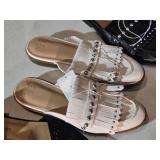 CL Laundry Black Flats, White and Black Karoline Studded Slip-On Sandals - Sizes 6 1/2 and 7