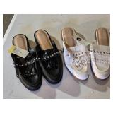 Black and White Studded Loafers, Size 10