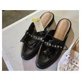 Black and White Studded Loafers, Size 10