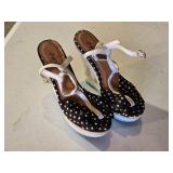 Qupid Polka Dot Wedge Sandals Size 7
