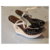 Qupid Polka Dot Wedge Sandals Size 7