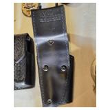 Vintage Law Enforcement Holster, Ammo Pouch, Security Badge