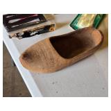 Lot of Assorted Miscellaneous Items including Wooden Shoe, Wooden Parrot, and Small Accessories