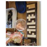 Lot of Assorted Miscellaneous Items including Wooden Shoe, Wooden Parrot, and Small Accessories