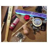 Box of Miscellaneous Items including Novelty SPAM Pillow and Assorted Trinkets