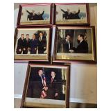 Framed Political Memorabilia Photographs - George Bush, Ronald Reagen Facsimile Autographs