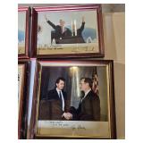 Framed Political Memorabilia Photographs - George Bush, Ronald Reagen Facsimile Autographs