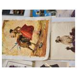 Collection of Assorted Prints and Artwork Including Dog Portraits, Scenic Landscapes, and Floral Designs