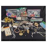 Lot of Jewelry and Craft Supplies including Beads, Bracelets, and Earrings
