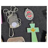 Lot of Jewelry and Accessories including Cross Pendants, Rosaries, and Earrings