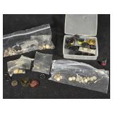 Assorted Buttons and Sewing Supplies including Black Button Collection, Decorative Buttons, and Miscellaneous Sewing Items
