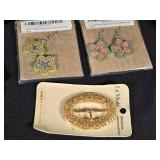 Assorted Jewelry and Accessories including La Mode Fashion Accessories, Dritz Buttons, and Various Earrings and Brooches