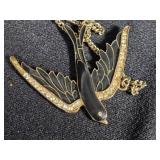 Stone Jewelry Lot including Bird Pendant Necklace, Chain Necklace, and Bolo Tie