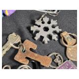 Lot of Keychains and Accessories Including Valleyfair, American Heart Association, and Ecuador Shoe Keychains