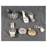 Lot of Watches and Accessories including Bulova, Majestron, and Keychain Watch - All untested