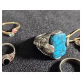 Lot of Jewelry Items Including Turquoise Ring, Necklace, and Brooch