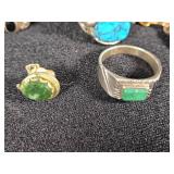 Lot of Jewelry Items Including Turquoise Ring, Necklace, and Brooch