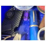 Assorted Household and Decorative Items including Coca-Cola Labels, Crystal Heart Trinket, and Butterfly Hair Clips