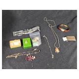 Assorted Jewelry and Accessories Lot including Hickok Sterling Silver Belt Buckle, Watch, and Pendant