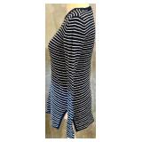 White & Warren Navy Stripe Sweater XS