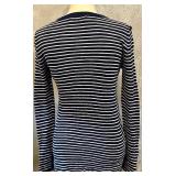 White & Warren Navy Stripe Sweater XS