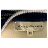 White & Warren Navy Stripe Sweater XS