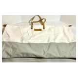 Cozy Earth Canvas Tote Bags with Tan Leather Handles and a soft cream pouch