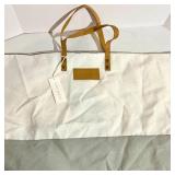Cozy Earth Canvas Tote Bags with Tan Leather Handles and a soft cream pouch