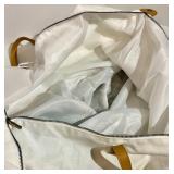 Cozy Earth Canvas Tote Bags with Tan Leather Handles and a soft cream pouch