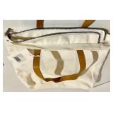 Cozy Earth Canvas Tote Bags with Tan Leather Handles and a soft cream pouch